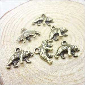 100 Vintage Charms Bear Pendant Antique Bronze for Jewelry Making