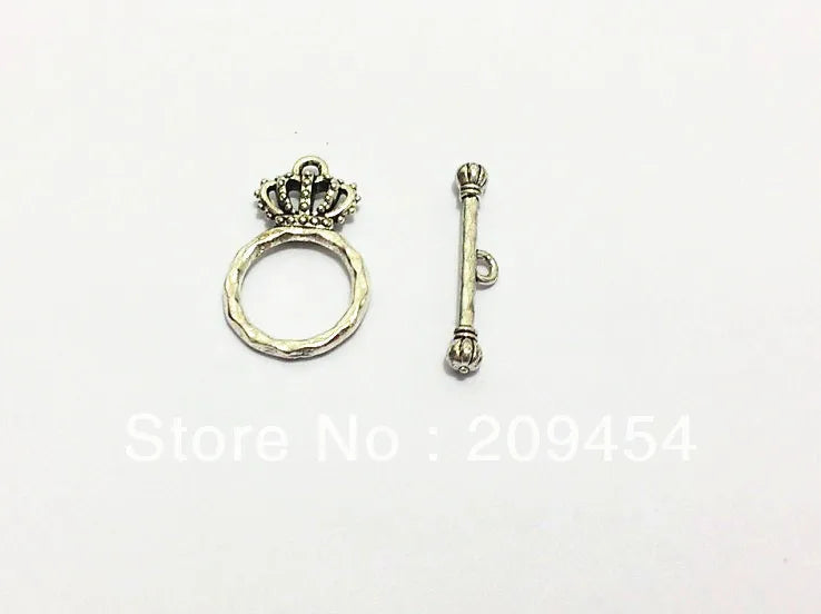 Vintage Silvery Tone Crown Toggle Hook Clasps Jewelry Findings