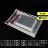 100PCS 8x10-8x32cm Transparent Self-Adhesive Sealed Bag OPP Plastic Glass Bag