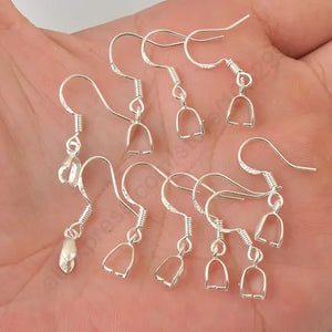 100PCS 925 Sterling Silver Hooks Earrings Pinch Bail