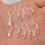 100PCS 925 Sterling Silver Hooks Earrings Pinch Bail