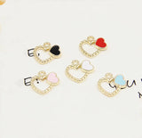100PCs 17*18MM Enamel Heart Charms Oil Drop Necklace Pendants