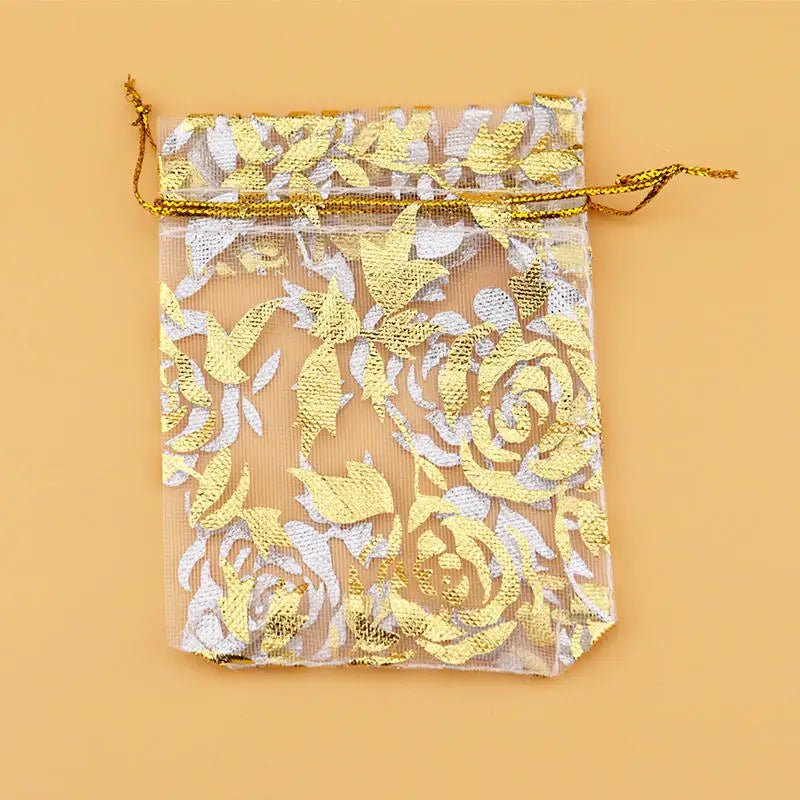 100Pcs Multicolors Organza Bag Rose Wedding Jewelry Packaging Bags