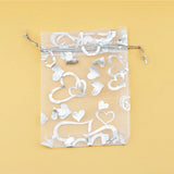 100Pcs Silver Heart Print Organza Bag 7x9cm for Wedding Charms Jewelry Packaging