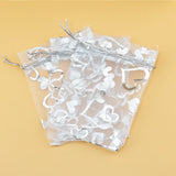 100Pcs Silver Heart Print Organza Bag 7x9cm for Wedding Charms Jewelry Packaging