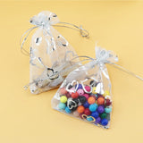 100Pcs Silver Heart Print Organza Bag 7x9cm for Wedding Charms Jewelry Packaging