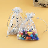 100Pcs Silver Heart Print Organza Bag 7x9cm for Wedding Charms Jewelry Packaging