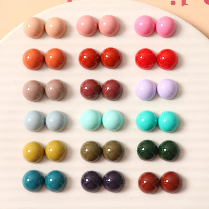 100pcs 12mm Solid Colors Flatback Resin Cabochon Beading Craft Bead