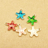 100 Glitter Enamel Sea Star Charms Earring Necklace Pendants