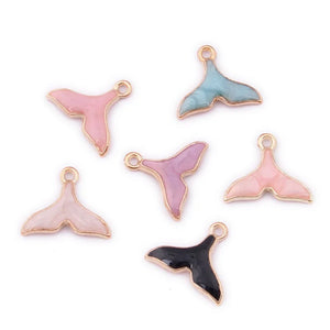 100pcs Glitter Enamel Alloy Charms Mermaid Fish Tail Drop Oil Earring Pendants