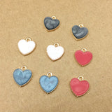 100pcs Heart Glitter Enamel Alloy Charms Tone Plated Jewelry Pendants