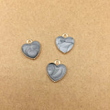 100pcs Heart Glitter Enamel Alloy Charms Tone Plated Jewelry Pendants