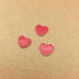 100pcs Heart Glitter Enamel Alloy Charms Tone Plated Jewelry Pendants