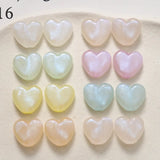 100pcs 15*16mm Glitter Acrylic Heart Shape Beads Jewelry Ornament