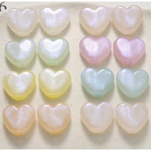 100pcs 15*16mm Glitter Acrylic Heart Shape Beads Jewelry Ornament