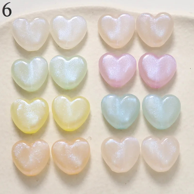 100pcs 15*16mm Glitter Acrylic Heart Shape Beads Jewelry Ornament