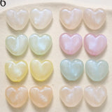 100pcs 15*16mm Glitter Acrylic Heart Shape Beads Jewelry Ornament
