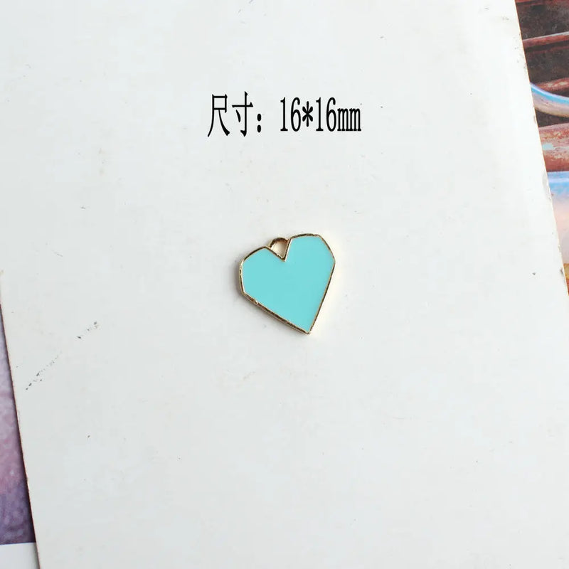 100pcs 16*16mm Tone Plated Enamel Alloy Heart Charms DIY Jewelry Findings
