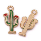 100pcs Enamel Alloy Cactus Plant Charms DIY Jewelry Findings