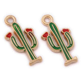 100pcs Enamel Alloy Cactus Plant Charms DIY Jewelry Findings