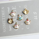 100pcs Teapot Shape Enamel Alloy Necklace Pendants