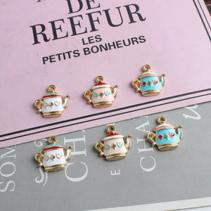 100pcs Teapot Shape Enamel Alloy Necklace Pendants