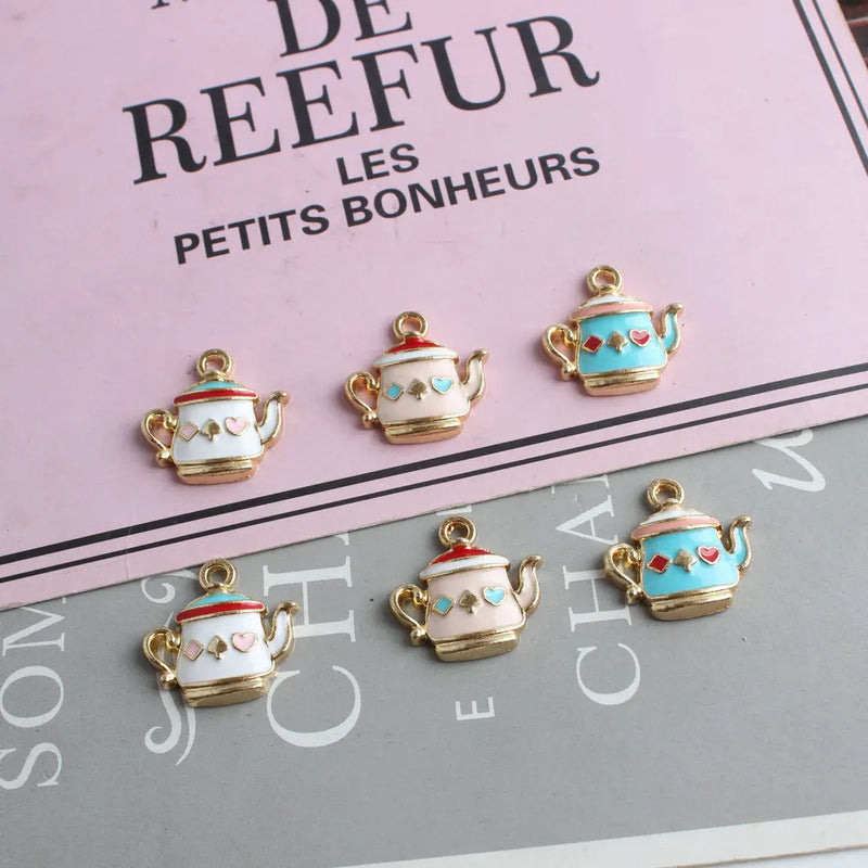 100pcs Teapot Shape Enamel Alloy Necklace Pendants