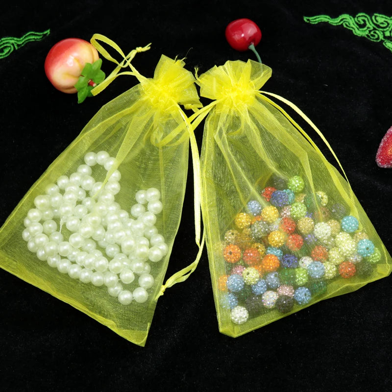 100pcs 7x9cm Organza Bags Wedding Christmas Gift Bag Jewelry Pouch