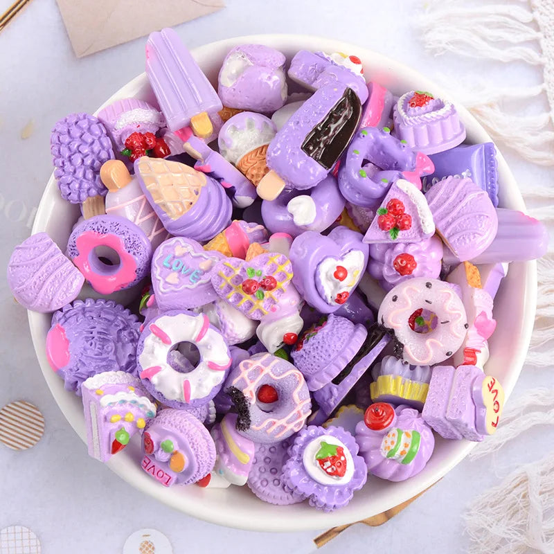 100pcs Colorful Resin Cabochons Embellishments Scrapbooking Food Beads
