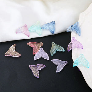 100pcs Glitter Acrylic Resin Fish Mermaid Charms DIY Jewelry