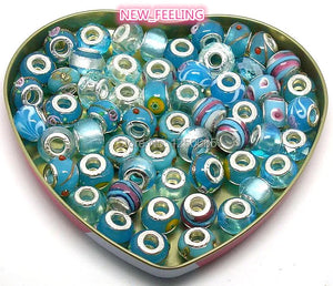 100pcs Mixed European Lampwork Glass Beads for Bracelet Necklace LGB73-1