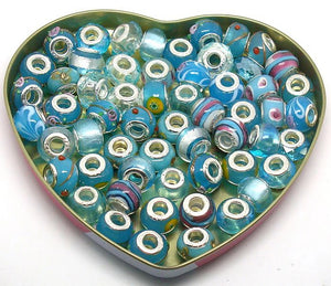 100pcs Mixed European Lampwork Glass Beads for Bracelet Necklace LGB73-1