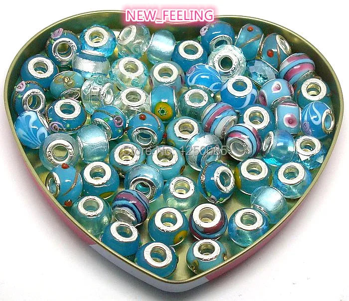 100pcs Mixed European Lampwork Glass Beads for Bracelet Necklace LGB73-1
