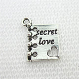 100pcs Secret Love Book Charms Dangle Lobster Clasp Floating Charms