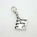 100pcs Secret Love Book Charms Dangle Lobster Clasp Floating Charms