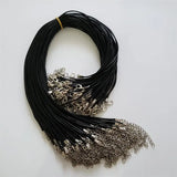 100pcs 1.5mm Wax Leather Cord Necklaces with Lobster Clasp for DIY Jewelry