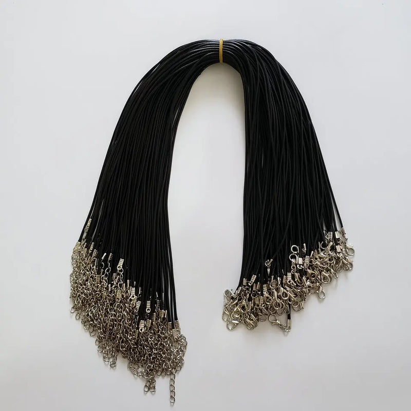 100pcs 1.5mm Wax Leather Cord Necklaces with Lobster Clasp for DIY Jewelry