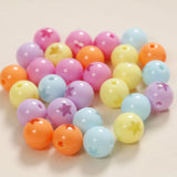 100pcs 12mm Stars Pattern Print Straight Holes Beads DIY Jewelry Accessory