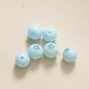 100pcs 12mm Stars Pattern Print Straight Holes Beads DIY Jewelry Accessory