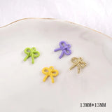 100pcs 13mm Spray Paint Cartoon Bow Alloy Charms DIY Earring Pendant Accessory