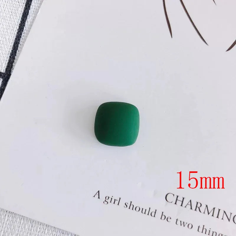 100pcs 15mm Rubber Paint Square Shape Resin Beads DIY Jewelry