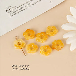 100pcs 15mm Cartoon Flowers Resin Beads Jewelry Earrings/Bracelets