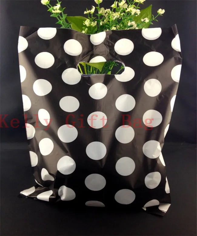 100pcs 25x35cm Round Dots Plastic Bag Boutique Jewelry Packaging Bags