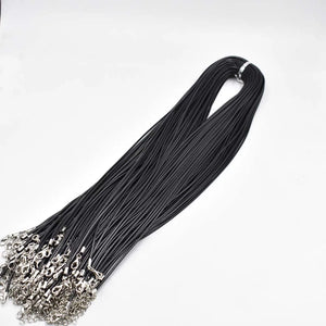 100pcs/lot 2mm Wax Leather Cord Rope Necklaces with Lobster Clasp Jewelry