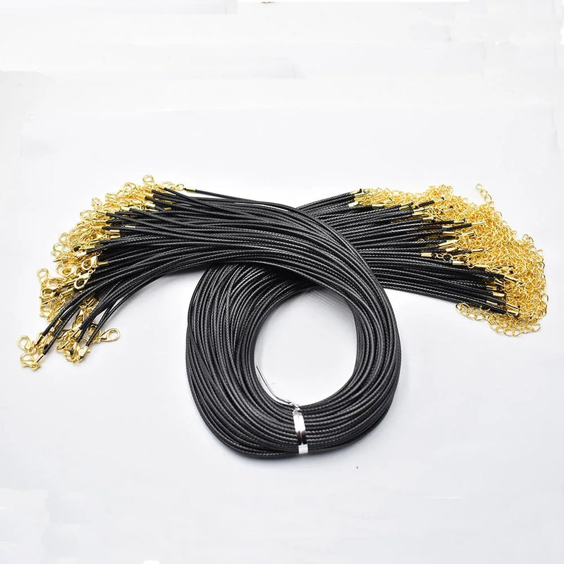 100pcs 2mm Wax Leather Cord Necklaces with Lobster Clasp