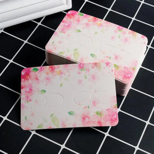 100pcs Pink Flower Paper Jewelry Display Cards 7x10cm