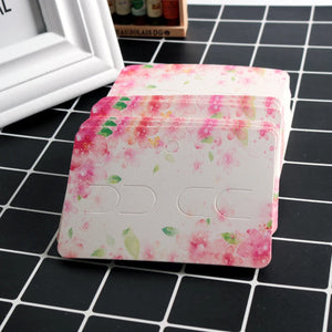 100pcs Pink Flower Paper Jewelry Display Cards 7x10cm