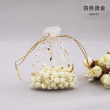 100pcs 9*12cm Golden Star&Moon Organza Bags Drawstring Beads Jewelry