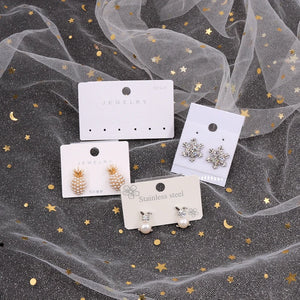 100pcs DIY Paper S925 Jewelry Card with PVC Hook Velvet Earrings Package Cards