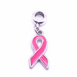100pcs Pink Ribbon Charms for DIY Jewelry Making